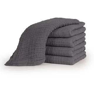 Laleni Spucktücher 70/70 cm, 100% Baumwolle für Babys, Dunkelgrau, 20er-Set , Textil , Quadratisch , 70x70 cm , Pflegen, Babypflegeprodukte