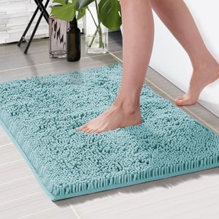 Deconovo Badematte rutschfest Wasserabsorbierende Badteppich Flauschige Badezimmerteppiche Absorbierend Badvorleger Duschteppich Bathroom Mat Badematten & Badteppiche, 50x80 cm, Türkis, 1 Stück