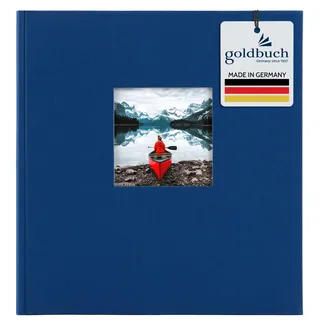 Goldbuch 27 975 Bella Vista Fotoalbum mit Bildausschnitt Blau, Erinnerungsalbum im Format 30 x 31 cm, Foto Album 60 schwarze Seiten mit Pergamin-Trennblättern, Fotobuch mit Leineneinband, Dunkelblau