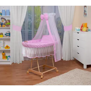 Waldin Bollerwagen 1203 natur inkl. Komplettset rosa/weiß