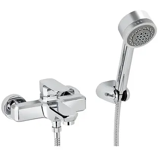 Aufputz-Wannen-Einhebelmischer-Set Evando inkl. Handbrause, Wandbrausehalter und Brauseschlauch - chrom