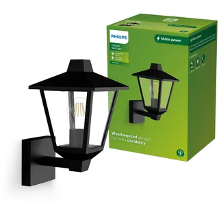 Philips Außenwandleuchte Metall 30,0 cm E27 inkl. Bewegungsmelder schwarz