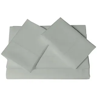 Tribeca Living Bettlaken-Set aus ägyptischem Baumwollsatin, Fadenzahl 800, Hohlsaum, tief, California-King, Silbergrau