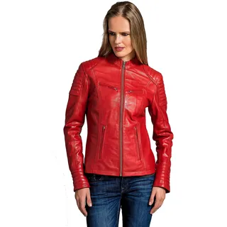 Urban Leather Damen Coole kurze Biker Damen Lederjacke LB01 UR-151, Rot, 5X-Large (Herstellergröße: 5X-Large)