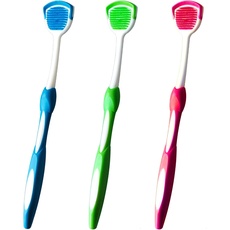 Zungenbürste, Zungenschaber, Zungenreiniger, Zungenschaberbürste, Zungenschaberreiniger, Zungenbürsten, Hilft gegen schlechten Atem, 3 Zungenschaber (Blau/Grün/Rot)
