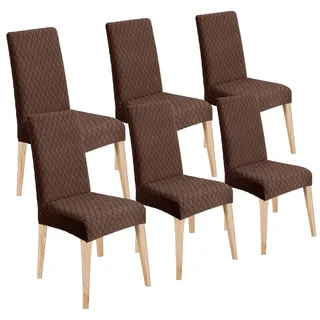Stuhlhussen 6er Set, Universal Esszimmerstuhlbezug, Abnehmbar Waschbar, Braun
