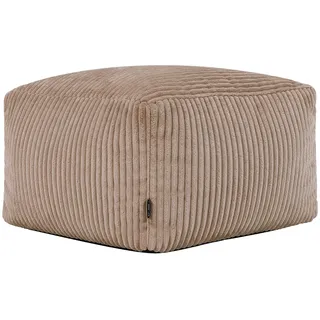 I.C.O.N. Icon Amara Hocker, Mokkabraun, Flauschiger Cord Stoff, Sitzsack Cord, Sitzpuff, Pouf Hocker mit Füllung, Fußhocker für das Wohnzimmer, Deko Wohnzimmer