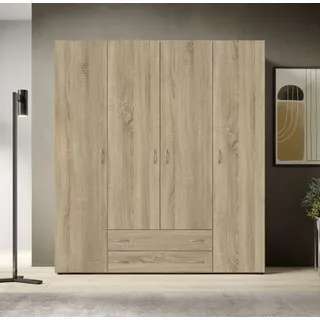 SchlafKONTOR Drehtürenschrank Base 160 x 177 x 52 cm Beige/Braun