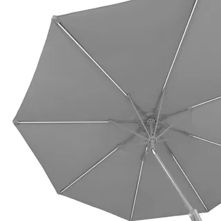 Blumfeldt Sonnenschirm für den Balkon & Garten, Sonnenschirm mit UV-Schutz, LED-Beleuchtung & Wasserdicht, Sonnenschirme Rund, Stabil & Knickbar, Sonnenschutz mit Solar, Runder Parasol Gartenschirm - Dunkelgrau