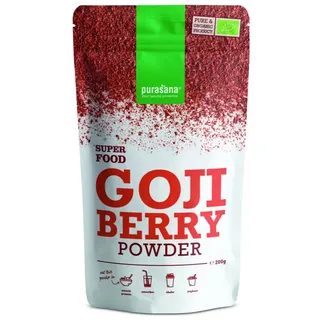 Purasana Goji-Beeren Pulver aus Tibet unter kontrolliert biologischem Anbau (200g) Rohkostqualität
