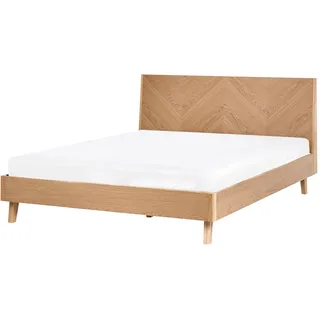 Beliani Bett mit Lattenrost 140/200 cm Hellbraun Wizernes - Holzwerkstoff , 140x200 cm , Schlafzimmer, Betten