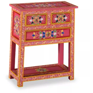 Sideboard "Hartheim" aus Mango-Massivholz in mehrfarbig (rosa Grundfarbe). Abmessungen (B/H/T) 60x76x30 cm - Rosa