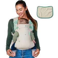 Infantino Flip 4-in-1 Nature Babytrage mit 4 Positionen, verstellbarer Hüftgurt, Kopfstütze, ergonomischer Sitz, gepolsterte Schultergurte, farbstofffrei, Bauchtrage für Babys