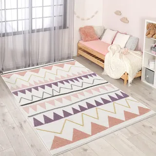 Carpet City Kinderteppich »Anime9382« rechteckig 11 mm Höhe Spielteppich, Zickzack, Weicher Flor, Pflegeleicht, Kinderzimmer Carpet City creme B : cm 1 Stk.