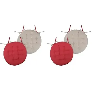 Stof Stuhlkissen, Durchmesser 38 cm, Duo-Rot, Leinen, Baumwolle, Durchmesser 38 cm, CU1490041GAL-R (Packung mit 2)