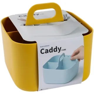BLUE GINKGO Stapelbarer Organizer-Caddy – Tragbare Aufbewahrung aus Korea für Bad, Büro, Bastel- oder Schulbedarf (Quadratisch, Gelb)