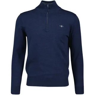 GANT Troyer »CLASSIC COTTON HALF ZIP«, mit gerippten Details, blau
