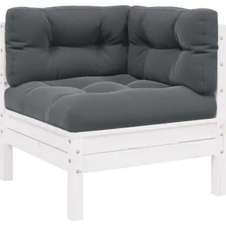 vidaXL Gartensofa 2-Sitzer mit Kissen in Weiß Massivholz Kiefer - Weiß