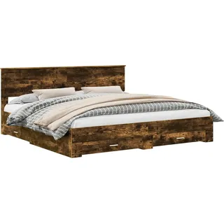 vidaXL Bettrahmen Geräucherte Eiche 200 x 200 cm Holzwerkstoff - Braun