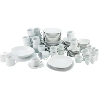 Kombiservice CREATABLE "Geschirr-Set Square", weiß, 100 Stk., Porzellan, Geschirr-Sets, Kombiservice, Service, weiß, quadratische klassische Form, 100 Teile für 12 Personen