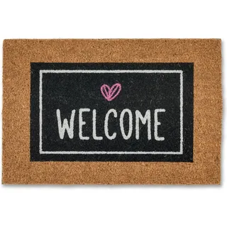 Astra Türmatte Coco Glitter Welcome Herz ca. 40 cm x 60 cm Schwarz
