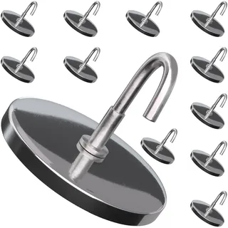 Master Magnetics MHHH20X12 Ferrit-Magnet/kohlenstoffarmer Stahl Magnethaken mit handlichem Haken Verchromt, Silber, 5,2 cm Durchmesser, 3,2 cm Gesamthöhe 9,1 kg (12 Stück)