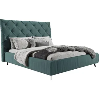 Home affaire Polsterbett »Maxime, in 4 Breiten bis 200cm, auch in Leder« Kopfteilhöhe 143 cm, belastbar bis 280 kg, auch in Überlänge 220cm, blau