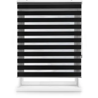 Rollertor SHAE Doppelrollo Tag und Nacht, Stoff, Schwarz, 105 x 175 cm