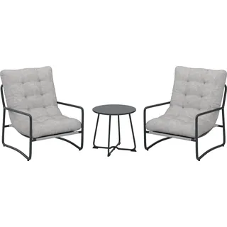 Balkonmöbel-Set Patterson 3-teilig Stahl Textilen Schwarz Beige