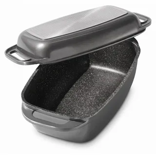 STONELINE® Bräter Schmortopf Grau 40x22 cm | mit Deckel - Grau