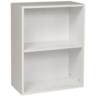 furni24 Breites Bücherregal mit 2 Fächern, Holzregal, Würfelregal, Aufbewahrungsregal, weiß, 60x31x77h