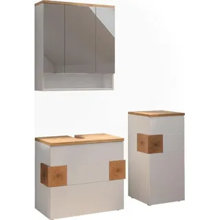 Vicco Badmöbel-Set Eden, 3 Teile, Weiß/Artisan-Eiche - Weiß