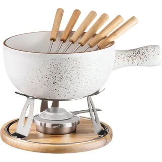 Mäser Fondueset , Braun, Beige , Holz, Keramik , 10-teilig , Bambus , Freizeit & Co, Herbstartikel & Winterartikel