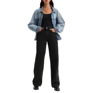 Levi's Ribcage Jeans mit weitem Bein in Schwarz-W29 / L32