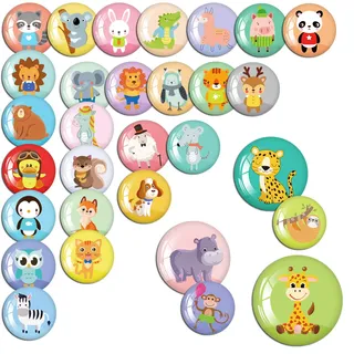 M MORCART 30 Tiermagnete für Kinder, Bunte Kinder Kühlschrankmagnete, Mitgebsel Kindergeburtstag, Süße Magnete für Magnettafel Kühlschrank, Lernwerkzeuge Belohnung (3cm)