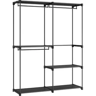In And OutdoorMatch Offener Kleiderschrank Akeem - Metall - Kleiderschrank-Organizer - Kleiderständer - 43 x 138 x 182 cm Schrank-Organizer - Kleiderschrank Schlafzimmer - Schwarz - Schwarz