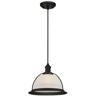 Westinghouse Lighting 6336940 A++ to E, Einflammige Pendelleuchte, Ausführung mit Milchglas, Geölte Bronze, 30 x 30 x 155 cm