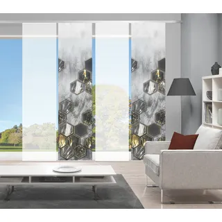 Vision S Schiebegardine »LAYON 4er SET« Paneelwagen 4 Stk. tlg. Schiebevorhang Digidruck 4er Set LAYON, grau