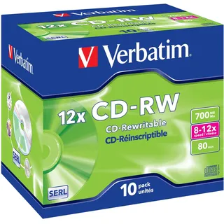 Verbatim CD-RW 80 / 700MB 8x - 12x Speed, Jewel Case