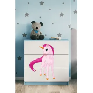 Kinderkommode mit Schubladen Einhorn in der Farbe Blau Babydreams - Blau