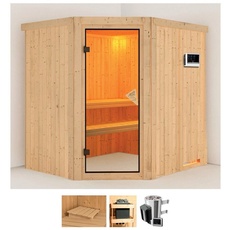 Bild Sauna »Laila«, (Set), 3,6-kW-Plug & Play Ofen mit externer Steuerung beige