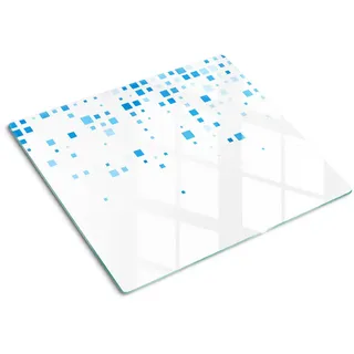 Tulup Glasplatte 60x52 cm Blaue Quadrate , Glas , 60x0.4x52 cm , Küchen, Küchenelektrogeräte, Herde, Herdabdeckplatten