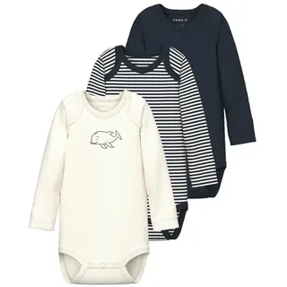 NAME IT Langarmbody (3-tlg) NBNBODY 3P LS Y/D CORE 2 blau 68