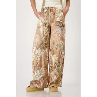 Palazzohose MONARI "Hose Pia reg. Paisley", Damen, Gr. 38, N-Gr, bunt (braun gem), Web, Obermaterial: 100% Viskose, gemustert, regular fit lang, Hosen Palazzohose, Regular fit mit Paisleymuster