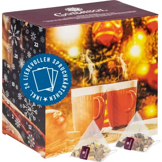 Corasol Premium Tee Adventskalender für Zwei (Paare & Pärchen) mit liebevollen Spruchkärtchen & 2 x 24 fruchtigen Teemischungen im Pyramidenbeutel (178 g)