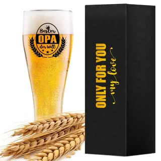 Opa Weizenbierglas mit Spruch "bester OPA der Welt ", Weizenglas Geschenk Bierglas 0,5l, Bier Geschenke für Männer Ihn zum Vatertag Geburtstags Weihnachten Männertag Herrentag für Großvater (für Opa)