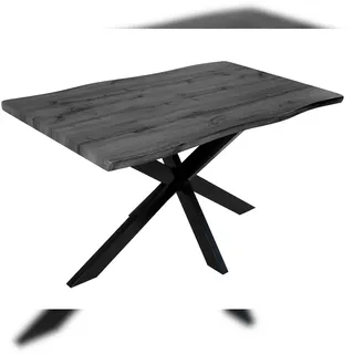 Sam Esstisch Baumkante Holz-Optik Grau 140 x 80 Spider-Gestell schwarz JOSY