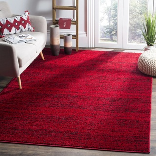 SAFAVIEH Zeitgenössische Teppich für Wohnzimmer, Esszimmer, Schlafzimmer - Adirondack Collection, Kurzer Flor, Rot und Schwarz, 120 X 180 cm