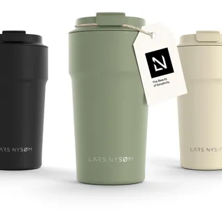 LARS NYSØM Thermo Kaffeebecher to go 500ml | Travel Mug 0,5 Liter mit Isolierung | Auslaufsicherer Edelstahl Thermobecher für Kaffee und Tee unterwegs | Teebecher (Sage Green, 500ml)