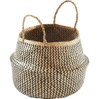 Aufbewahrungskorb LOCKER, schwarz, B:42cm H:48cm T:42cm, Geflecht Seegras, Aufbewahrungsboxen, Aufbewahrungskorb